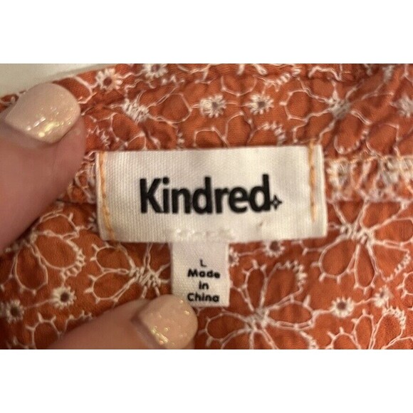 Kindred Women’s Cotton Sleeveless Blouse L Pumpkin Eyelet Cottage Prairie Cute - Picture 3 of 9